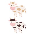 Cute cows charcaters set. Farm cartoon animals. Vector illustration